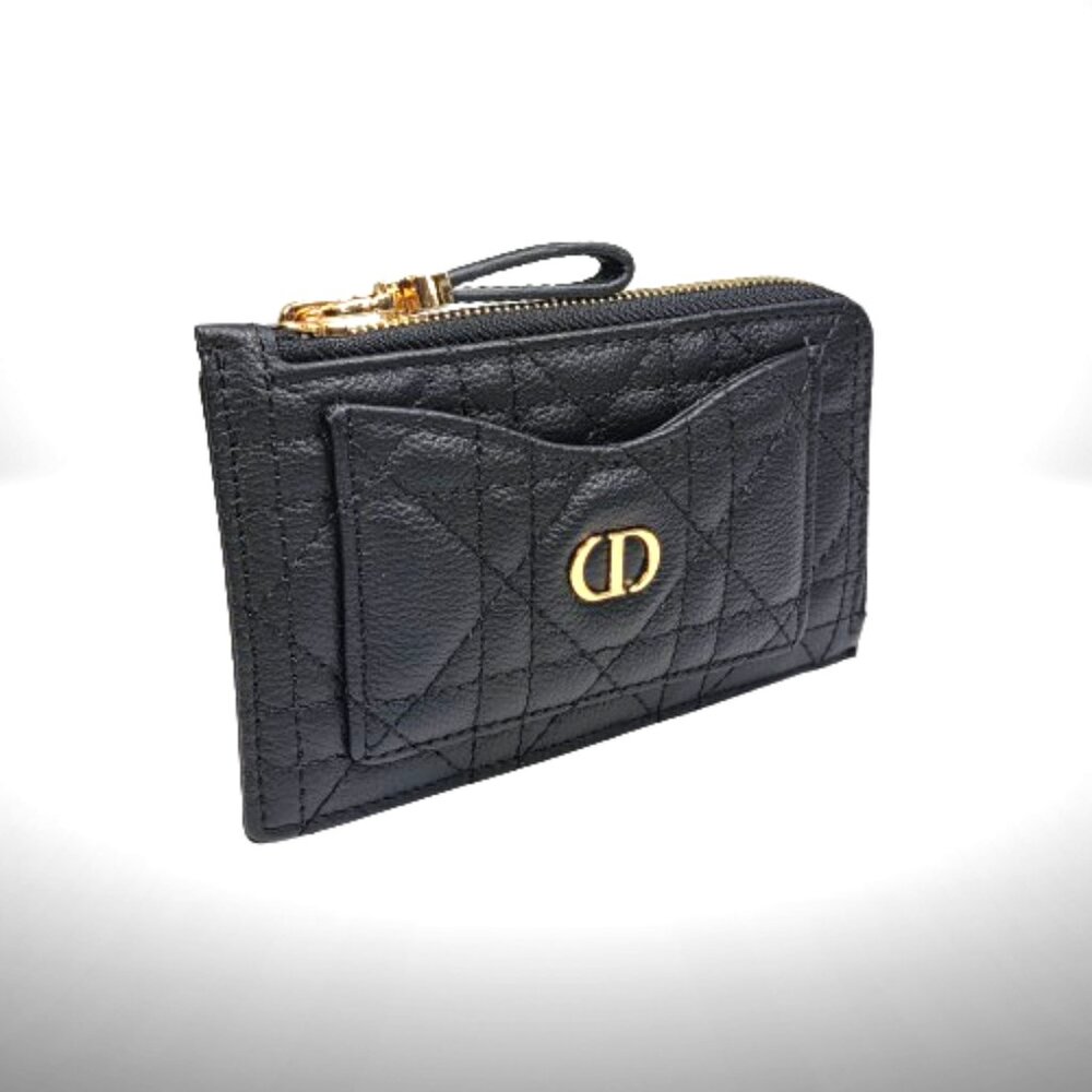 Dior Caro Cosmos Zipped Card Holder In Black Supple Cannage Calfskin - New - Picture 5 of 11